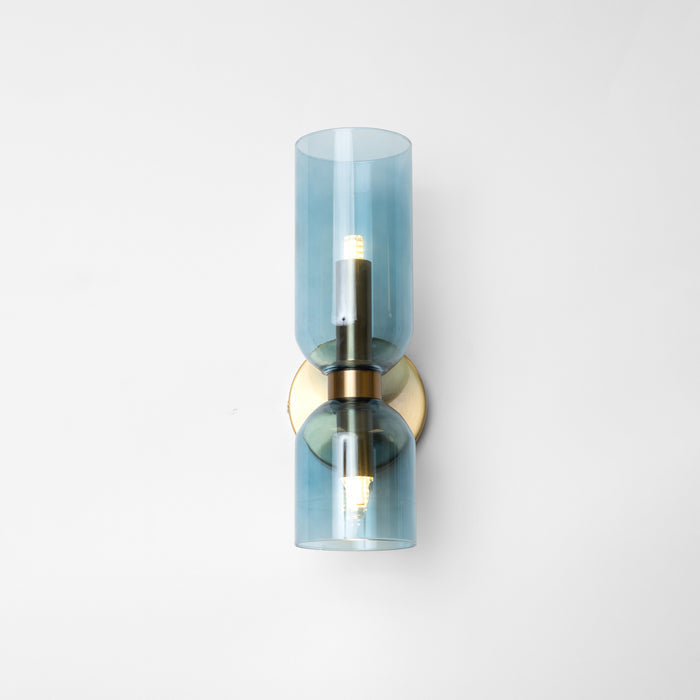 Wall Sconce Light, Valentina Cylindrical Glass Shade, Blue Gray or White