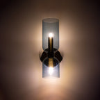 Wall Sconce Light, Valentina Cylindrical Glass Shade, Blue Gray or White