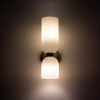 Wall Sconce Light, Valentina Cylindrical Glass Shade, Blue Gray or White