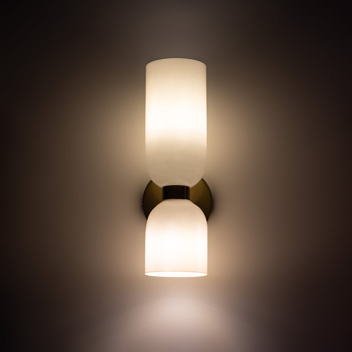 Wall Sconce Light, Valentina Cylindrical Glass Shade, Blue Gray or White