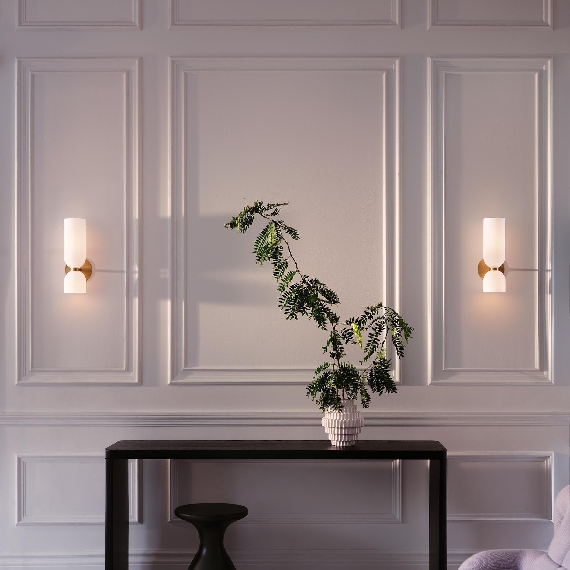 Wall Sconce Light, Valentina Cylindrical Glass Shade, Blue Gray or White