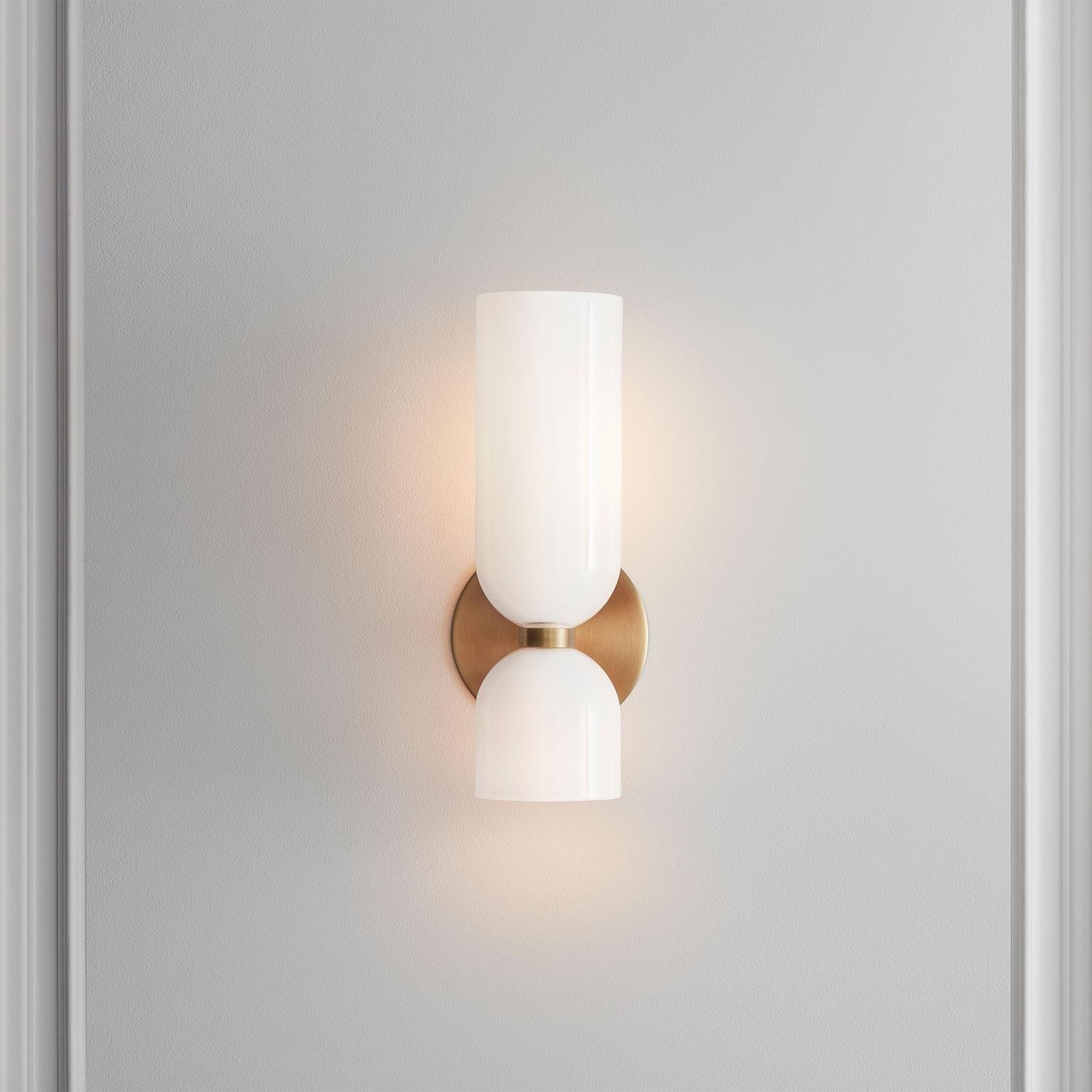 Wall Sconce Light, Valentina Cylindrical Glass Shade, Blue Gray or White