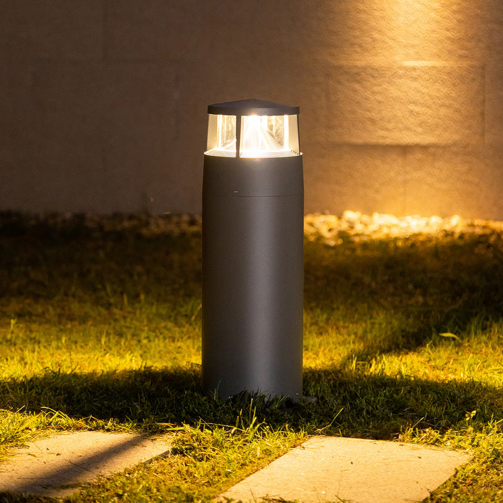 Luz de Caminho em Alumínio Cinza Areia, Balizador LED em Duas Alturas