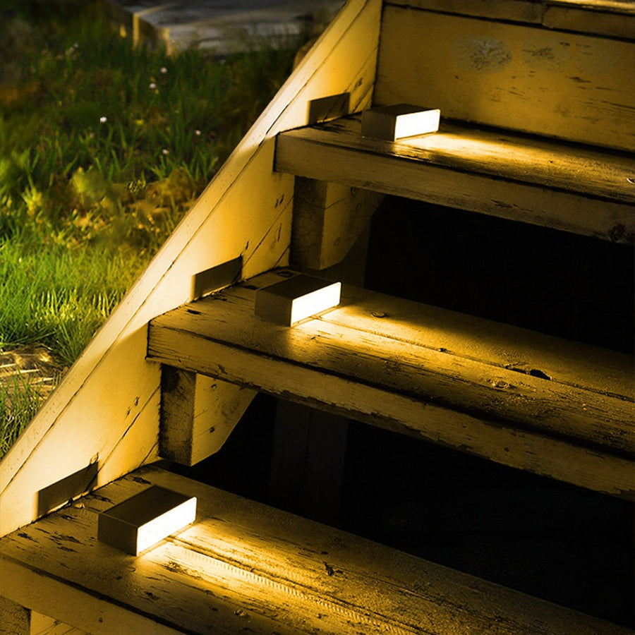 ABS Solar Step Light Fixtures With Dusk-To-Dawn Sensor, Gray