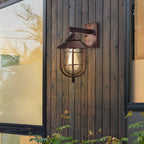 Applique murale rétro Sheridan pour espaces extérieurs, fer et verre