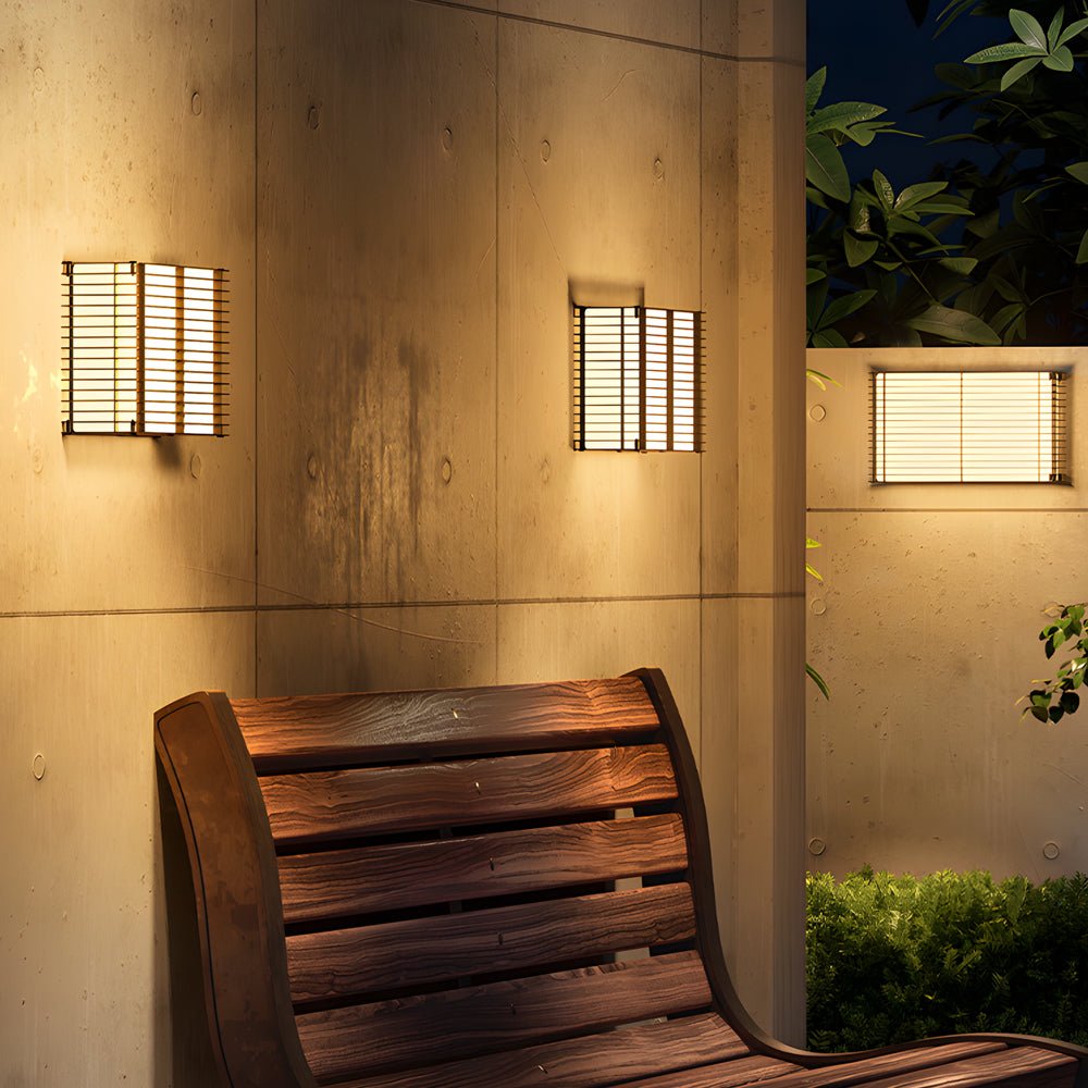 Square Grid Stainless Steel Outdoor Wall Light, Hardwired Or Solar LED