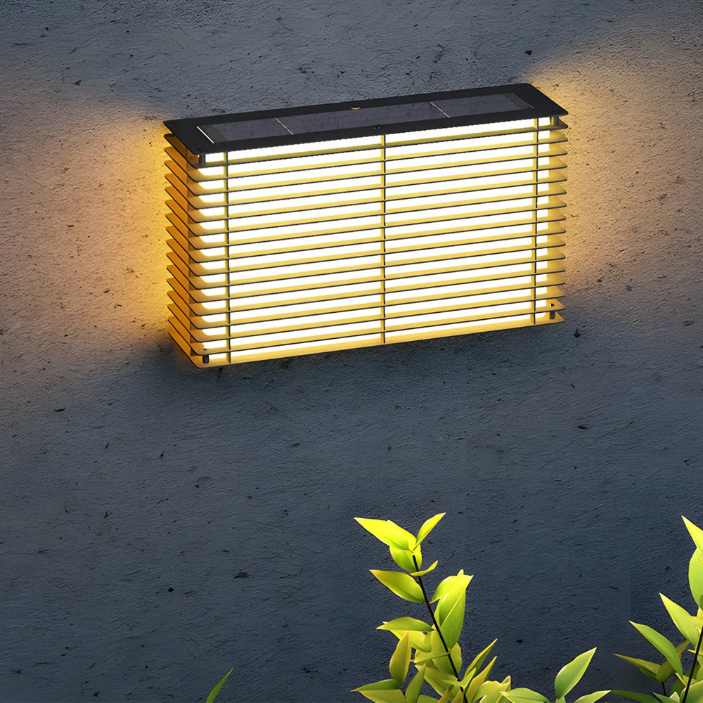 Square Grid Stainless Steel Outdoor Wall Light, Hardwired Or Solar LED