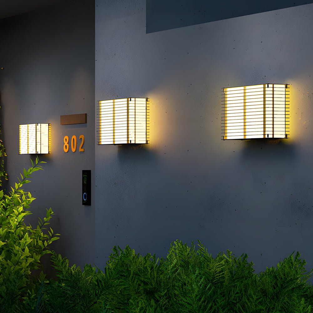 Square Grid Stainless Steel Outdoor Wall Light, Hardwired Or Solar LED
