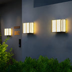 Square Grid Stainless Steel Outdoor Wall Light, Hardwired Or Solar LED