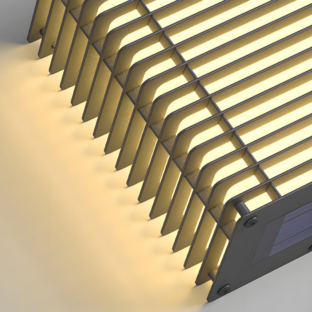 Square Grid Stainless Steel Outdoor Wall Light, Hardwired Or Solar LED
