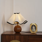 Wavecrest table lamp shade and wood base in close detail