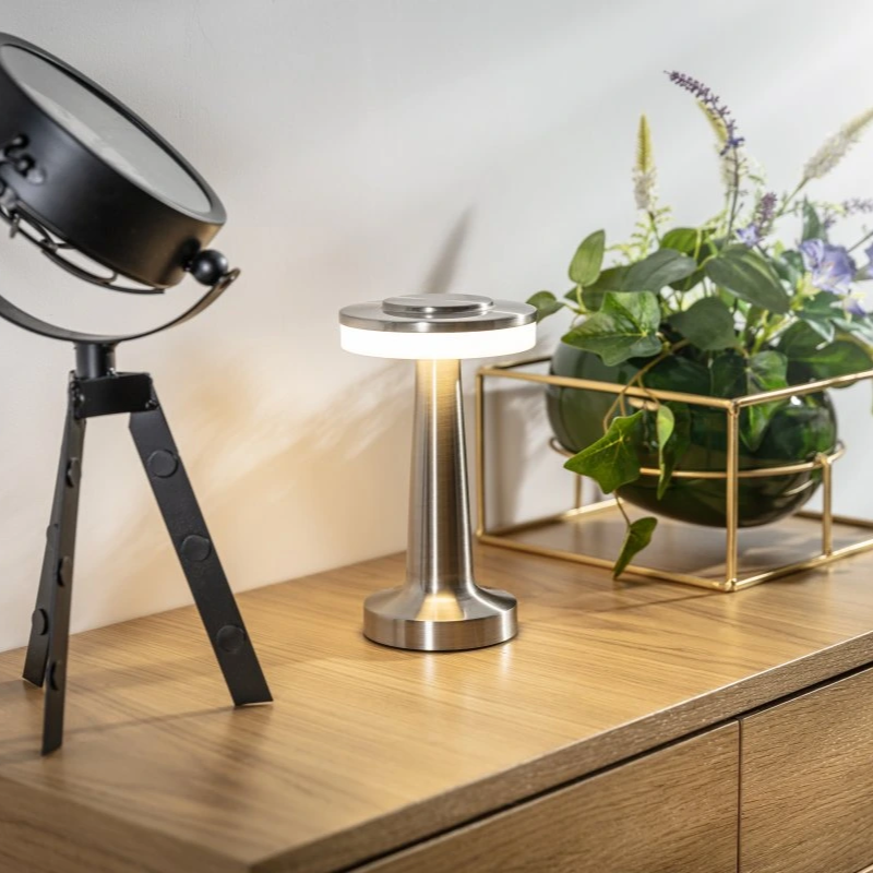 Wireless Table Lamp, Retro Bar Design, Dimmable USB-C LED